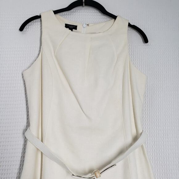 Vintage Talbots Linen Dress Womens 4 Petite Ivory Green Summer Wedding Guest - Picture 16 of 16